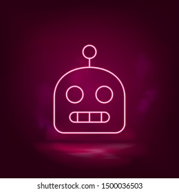 Robot neon icon - vector. Artificial intelligence.
