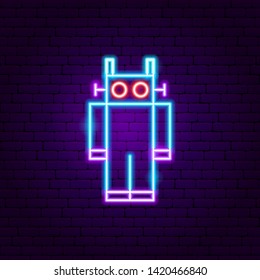 Robot Neon Label. Vector Illustration of Technology Promotion.