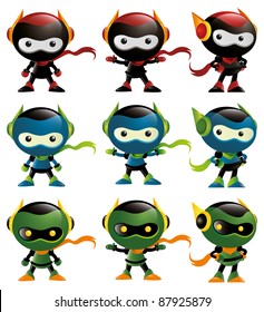 Robot Ninja Mascot Set 1