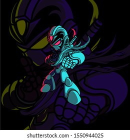 
Robot Ninja Samurai Fight Pose Mascot