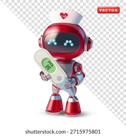 Roboter Krankenschwester mit einem Thermometer, 3D-Vektor