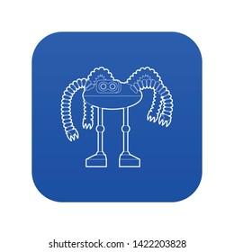 Robot octopus icon blue vector isolated on white background