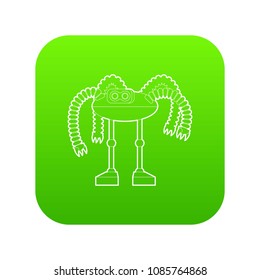 Robot octopus icon green vector isolated on white background