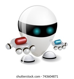 the robot offers a choice of two pills