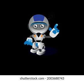 robot on the black background