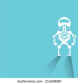 robot on blue background