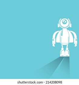 robot on blue background