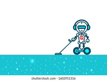 Robot on blue-green. Technology, the future.