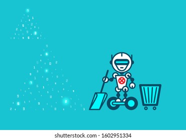 Robot on blue-green. Technology, the future.