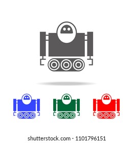 robot on caterpillar icons. Elements of robots in multi colored icons. Premium quality graphic design icon. Simple icon for websites, web design, mobile app, info graphics on white background