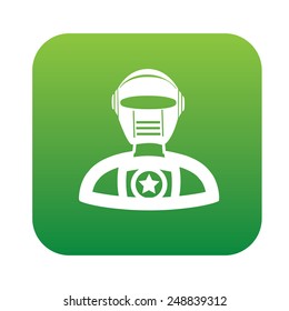 Robot on green button,clean vector