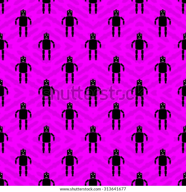 Robot on a\
pink background vector seamless\
pattern