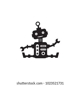 robot on twine icon. Element of robots for advertising signs, mobile concept and web apps. Icon for website design and development, app development. Premium icon on white background