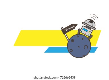 Robot on Venus Planet Vector Illustration