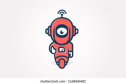 Robot on wheel. Vector illustration