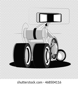 The robot on wheels, 3d illustration,Robotics with feelings,human assistant,daily duties,