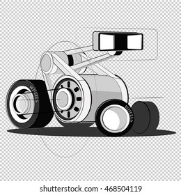 The robot on wheels, 3d illustration,Robotics with feelings,human assistant,daily duties