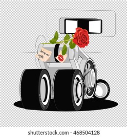The robot on wheels, 3d illustration,Robotics with feelings,human assistant,daily duties,