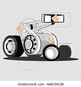 The robot on wheels, 3d illustration,Robotics with feelings,human assistant,daily duties,