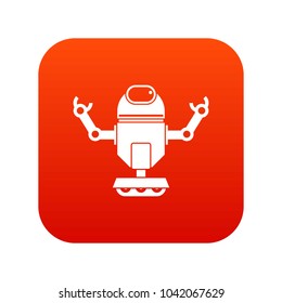 Robot on wheels icon digital red for any design isolated on white vector illustration
