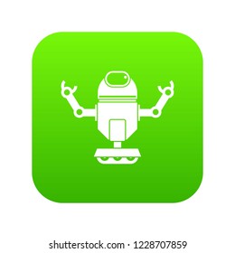 Robot on wheels icon digital green for any design isolated on white vector illustration