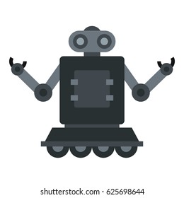 Robot on wheels icon flat isolated on white background vector illustration