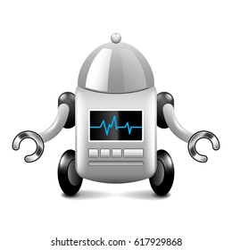 Robot on wheels isolated on white photo-realistic vector illustration