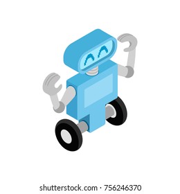 Robot on wheels. isometric style