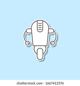 Robot on wheels sticker icon. Simple thin line, outline vector of web icons for ui and ux, website or mobile application