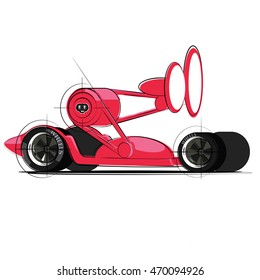 Robot on Wheels, vector illustration, pet robot