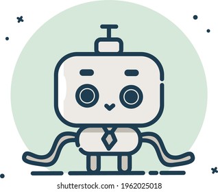 Robot on white. Chatbot icon. cute robot. Flat vector illustration