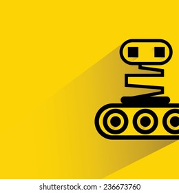 robot on yellow background, flat and shadow theme