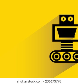 robot on yellow background, flat and shadow theme