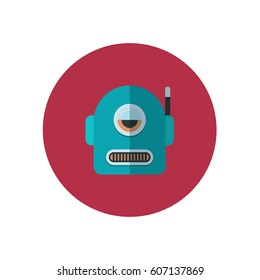 Robot  with one antenna. Vector, cartoon, illustration.