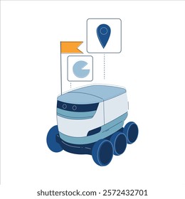 Robot Online Delivery Service with Automatic Machine Vector Illustration