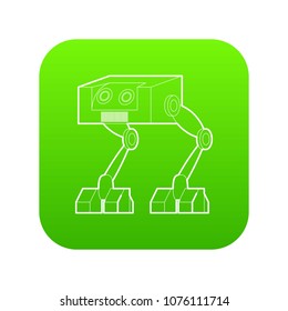 Robot ostrich icon green vector isolated on white background
