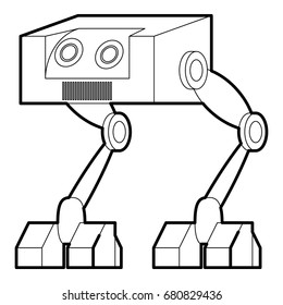Robot ostrich icon in outline style isolated on white vector illustration