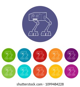 Robot ostrich icons color set vector for any web design on white background