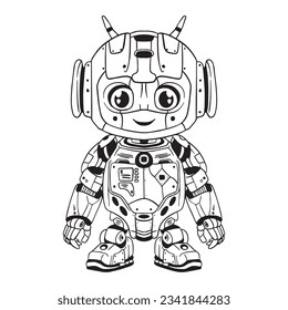 Robot Outline 02 ,good for coloring books, prints, stickers, design resources, logo and more.