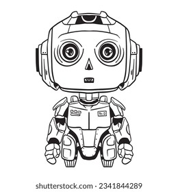 Robot Outline 03 ,good for coloring books, prints, stickers, design resources, logo and more.