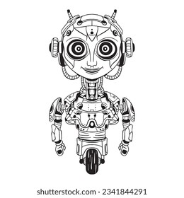 Robot Outline 04 ,good for coloring books, prints, stickers, design resources, logo and more.