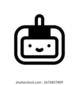 Robô. Ícone de vetor de traçado com contorno e detalhes preenchidos em preto.