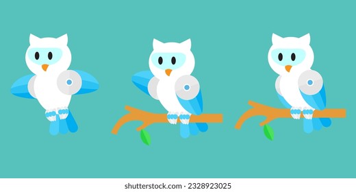 Robot owl vector design, flat design, icon and graphic design