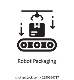 Robot Packaging Vector Solid Icon Design illustration. Product Management Symbol on White background EPS 10 File