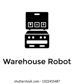 Robot palletizing system solid icon design 