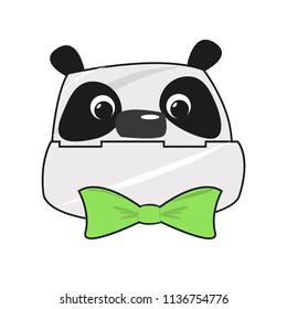 Robot panda face icon, flat design isolated, vector illustration