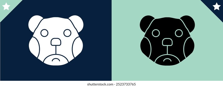 Robot panda face icon, flat design isolated, vector illustration