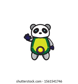 robot panda illustration, standing, mascot, vector