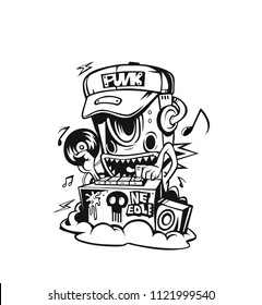 Robot party concept design for t-shirt print, vector illustration.