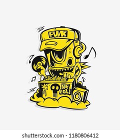 Robot party concept design for t-shirt print, vector illustration.